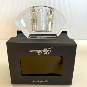 Oleg Cassini Crystal Votive Candle Holder Pyramid  2" Tall w/Original Box signed